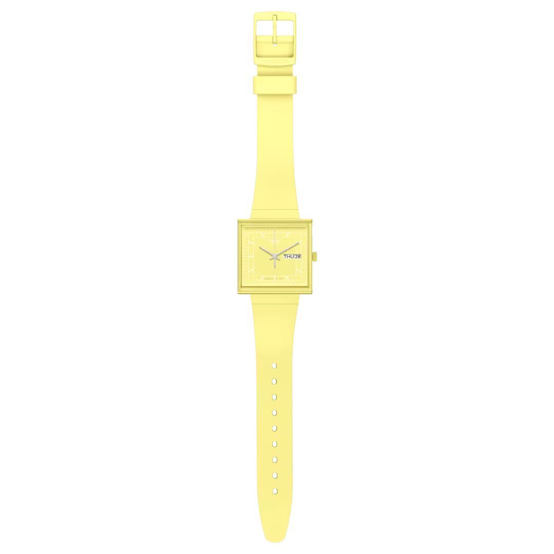 Swatch Swatch Square Bioceramic Standard SO34J700, bioceramic швейцария женские часы на браслете биоматериал боковой вид